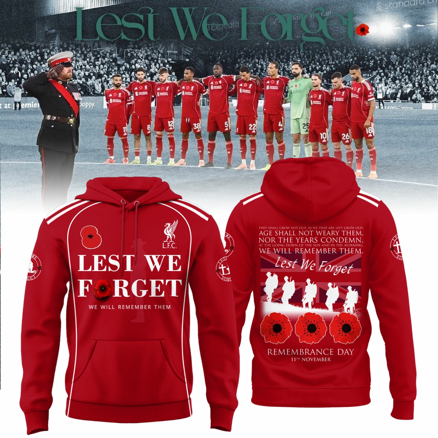 🌺 Liverpool FC 🌺 Lest We Forget 2025 Limited Edition Combo Hoodie