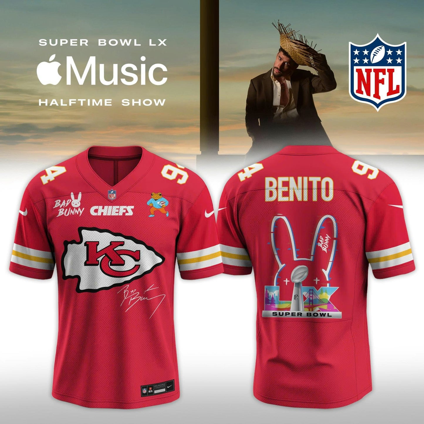 NFL x Bad Bunny 2026 Super Bowl LX Halftime Show Custom Name And Number Jersey