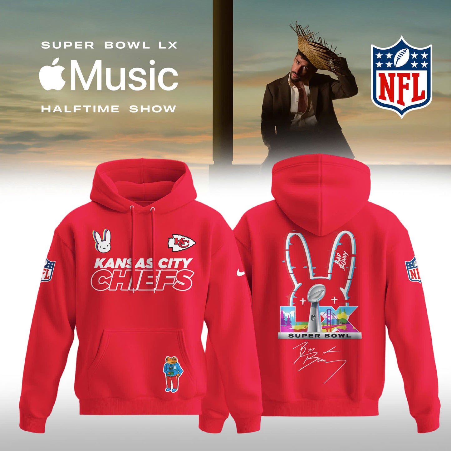 ALL TEAM NFL x Bad Bunny Super Bowl 2026 Combo Hoodie V2