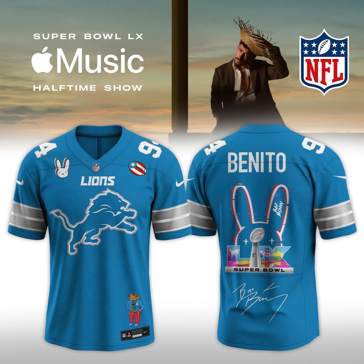 NFL x Bad Bunny 2026 Super Bowl LX Halftime Show Custom Name And Number Jersey
