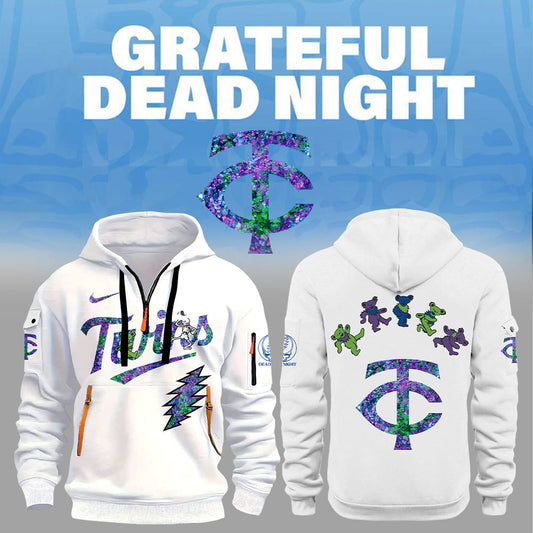 Minnesota Twins Grateful Dead Night Zip Long Sleeve Hoodie