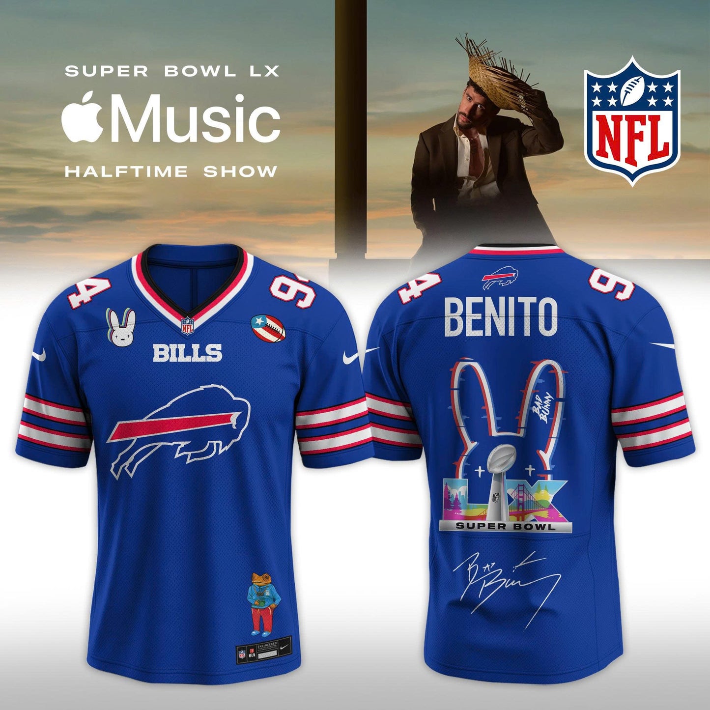 NFL x Bad Bunny 2026 Super Bowl LX Halftime Show Custom Name And Number Jersey