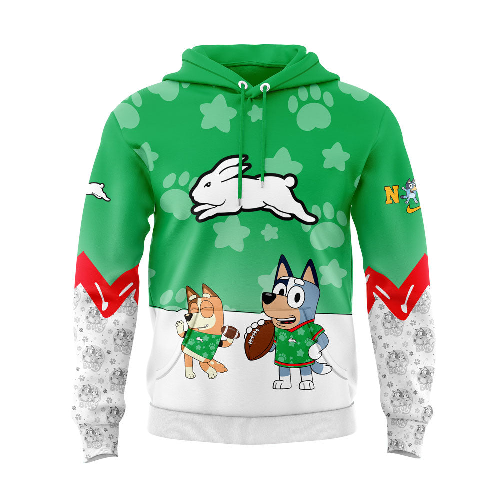 South Sydney Rabbitohs x Bluey and Bingo Hoodie