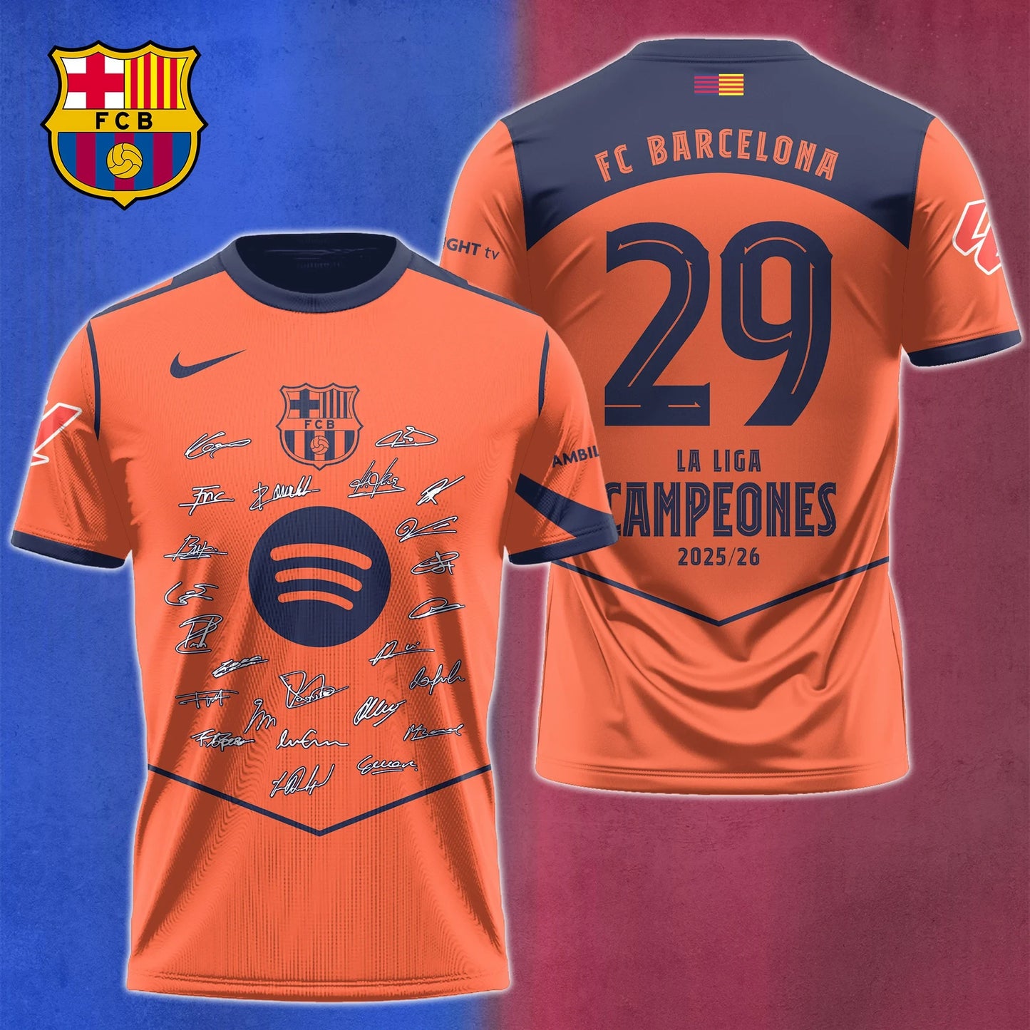 FC Barcelona Campeones La Liga 25/26 3D Apparel T-Shirt