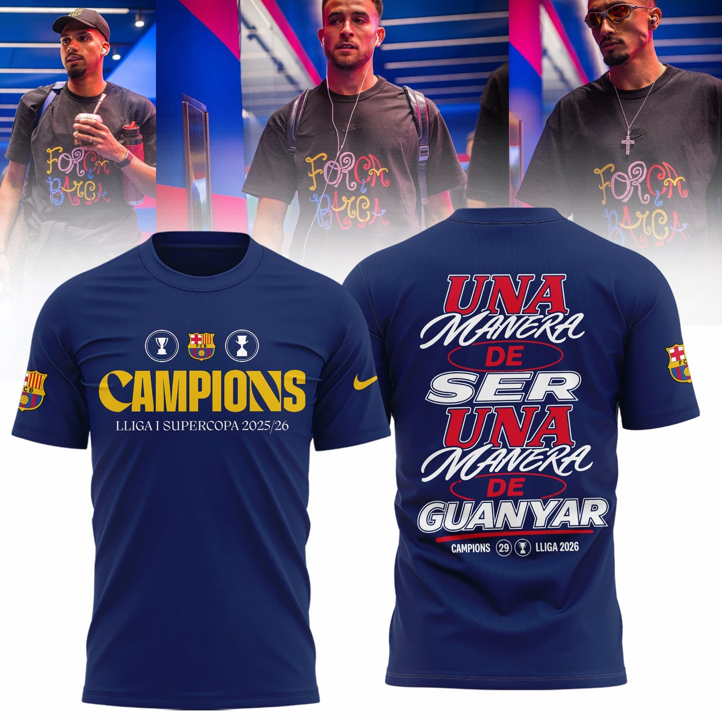 FC Barcelona Campeones La Liga 25/26 3D Apparel T-Shirt