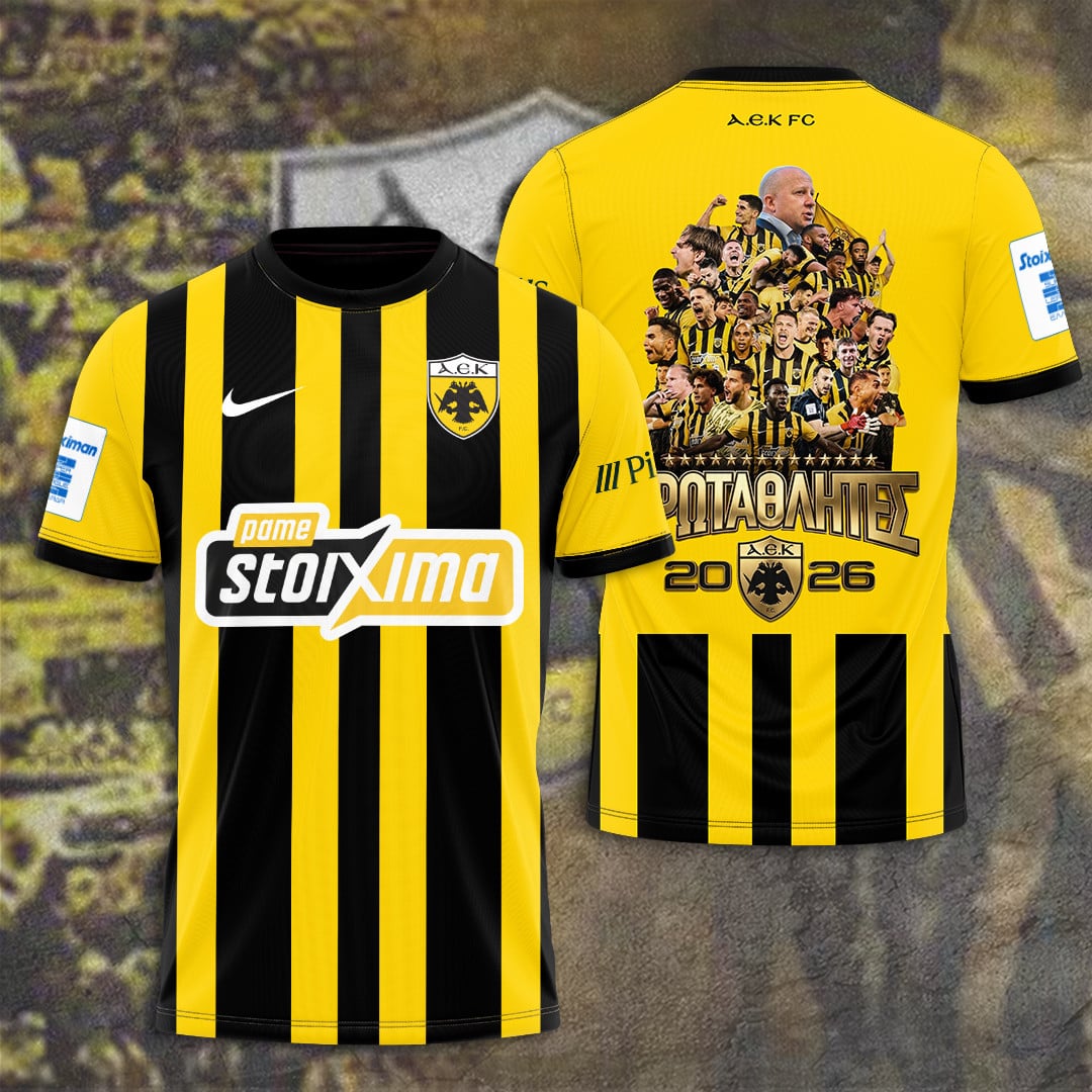 AEK FC Super League Stoiximan Champions 25/26 3D Apparel T-Shirt