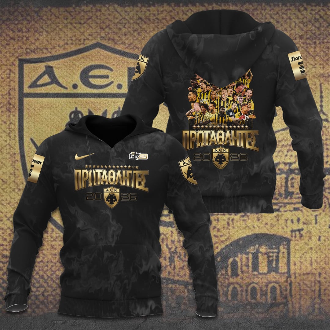 AEK FC Super League Stoiximan Champions 25/26 3D Apparel Hoodie