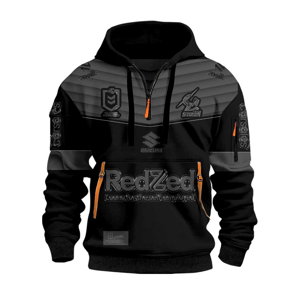 Limited Edition Melbourne Storm Back In Black Half Zip Hoodie
