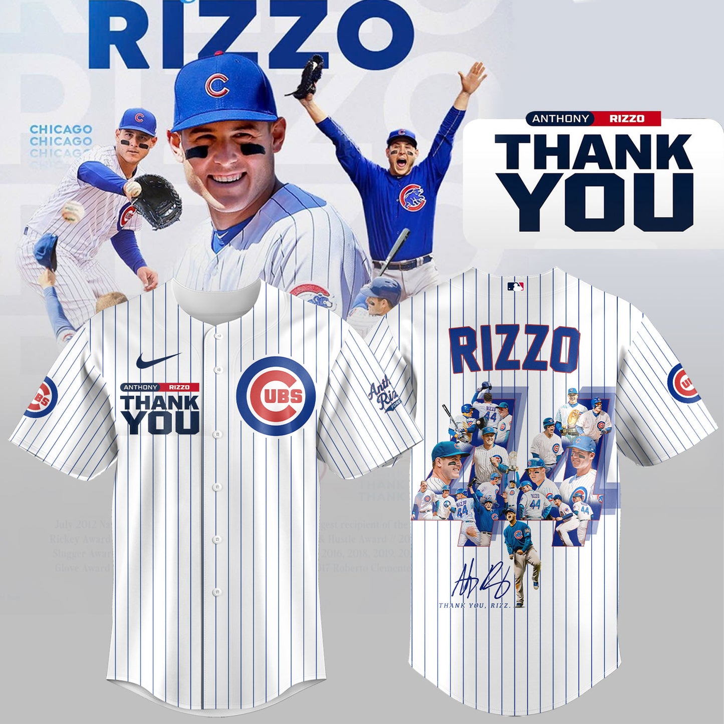 Chicago Cubs Legend Anthony Rizzo Jersey Thank You Rizz
