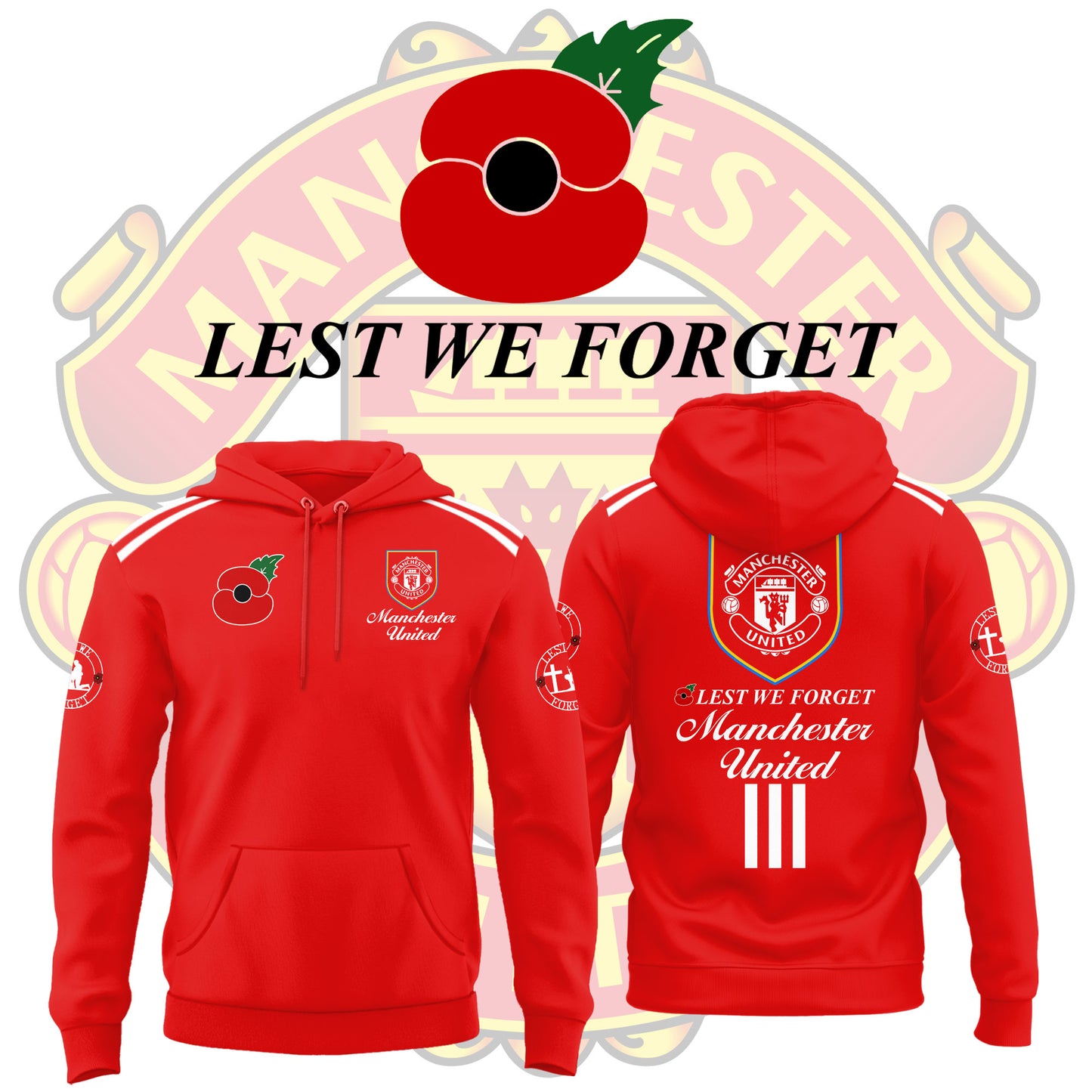 🌺 Manchester United FC 🌺 Lest We Forget 2025 Limited Edition Combo Hoodie