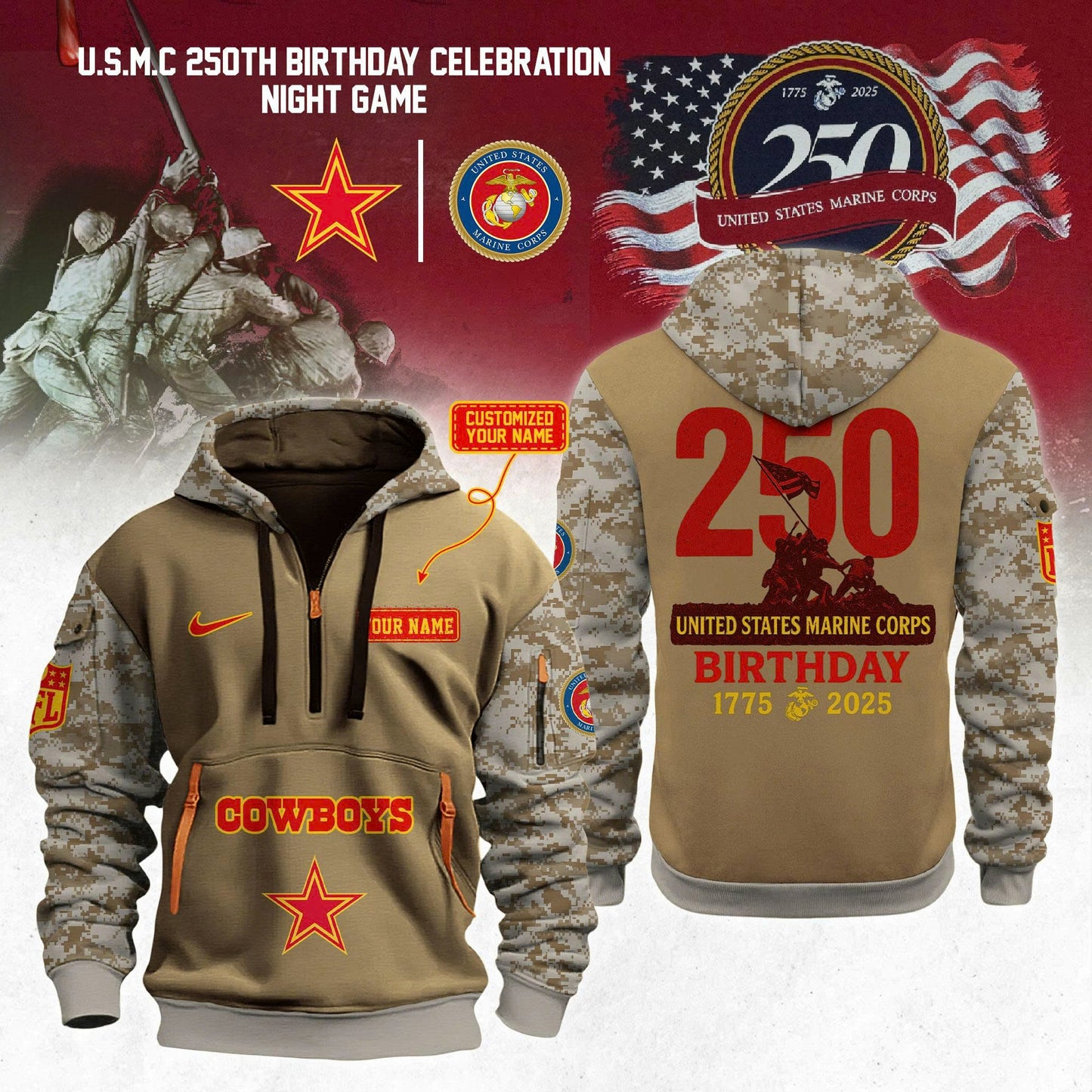 NFL x U.S.M.C 250th Anniversary Hoodie 2025 Limited