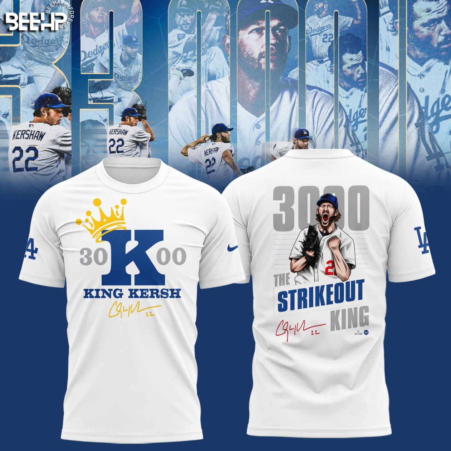 CLAYTON KERSHAW MAKES HISTORY AND JOINS THE 3,000 STRIKEOUT CLUB T-SHIRT