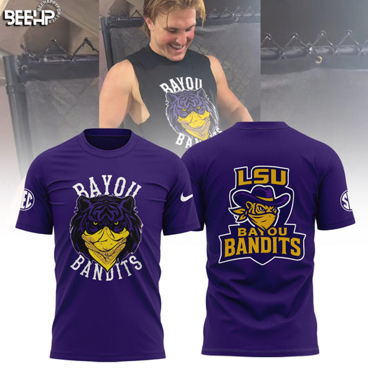 LSU Tigers Football Bayou Bandits Logo Black Limited Edition TShirt