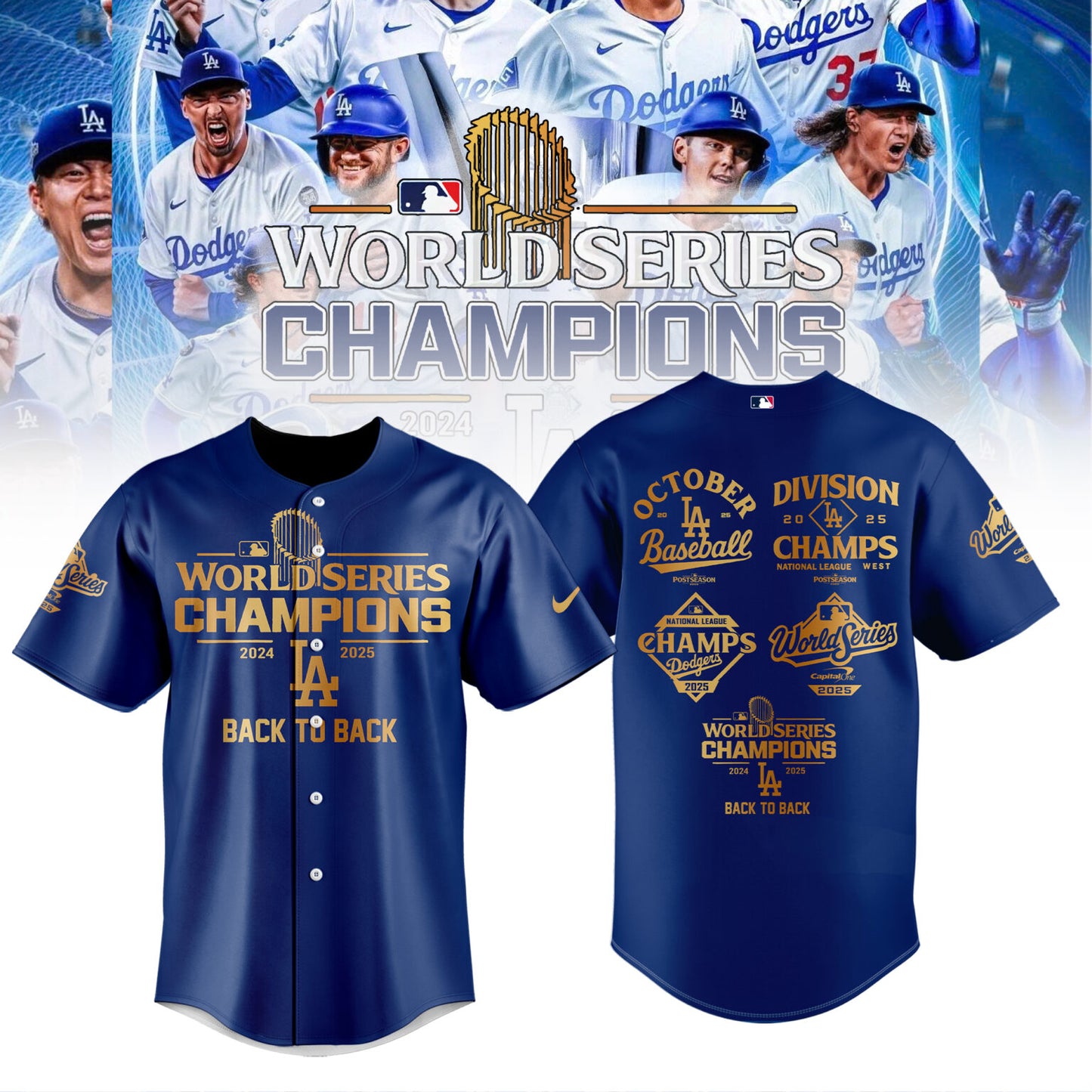 LA Dodgers 2025 World Series Champions Limited Edition Combo Jersey