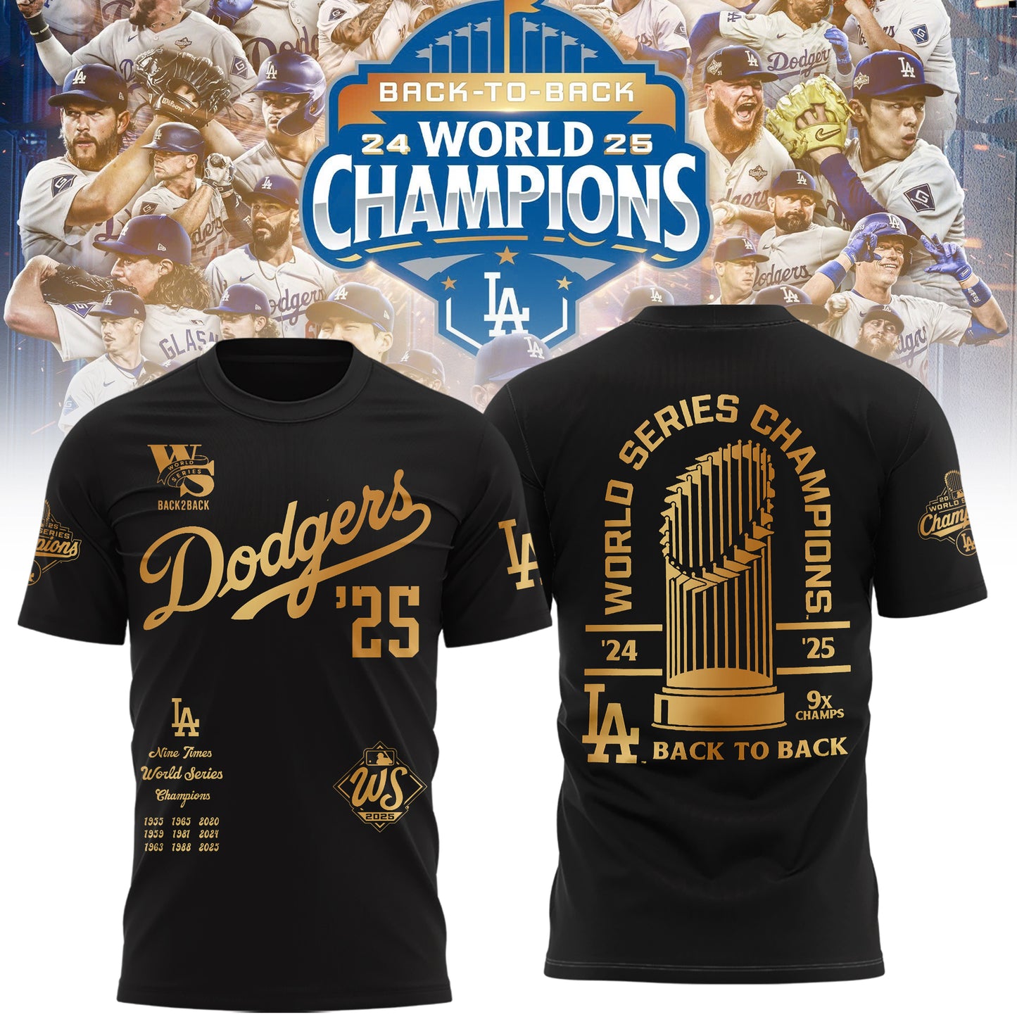 LA Dodgers – 2025 World Series Champions Limited Edition Combo T-Shirt