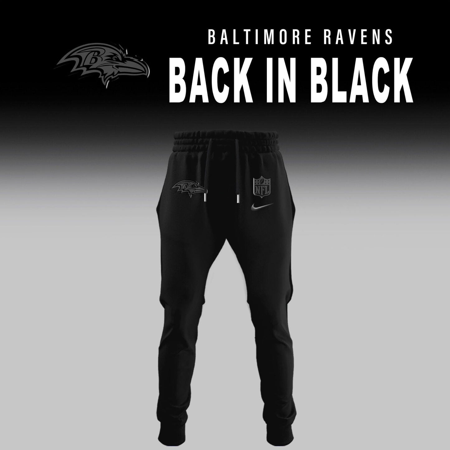 Baltimore Ravens Back In Black Half Zip Hoodie