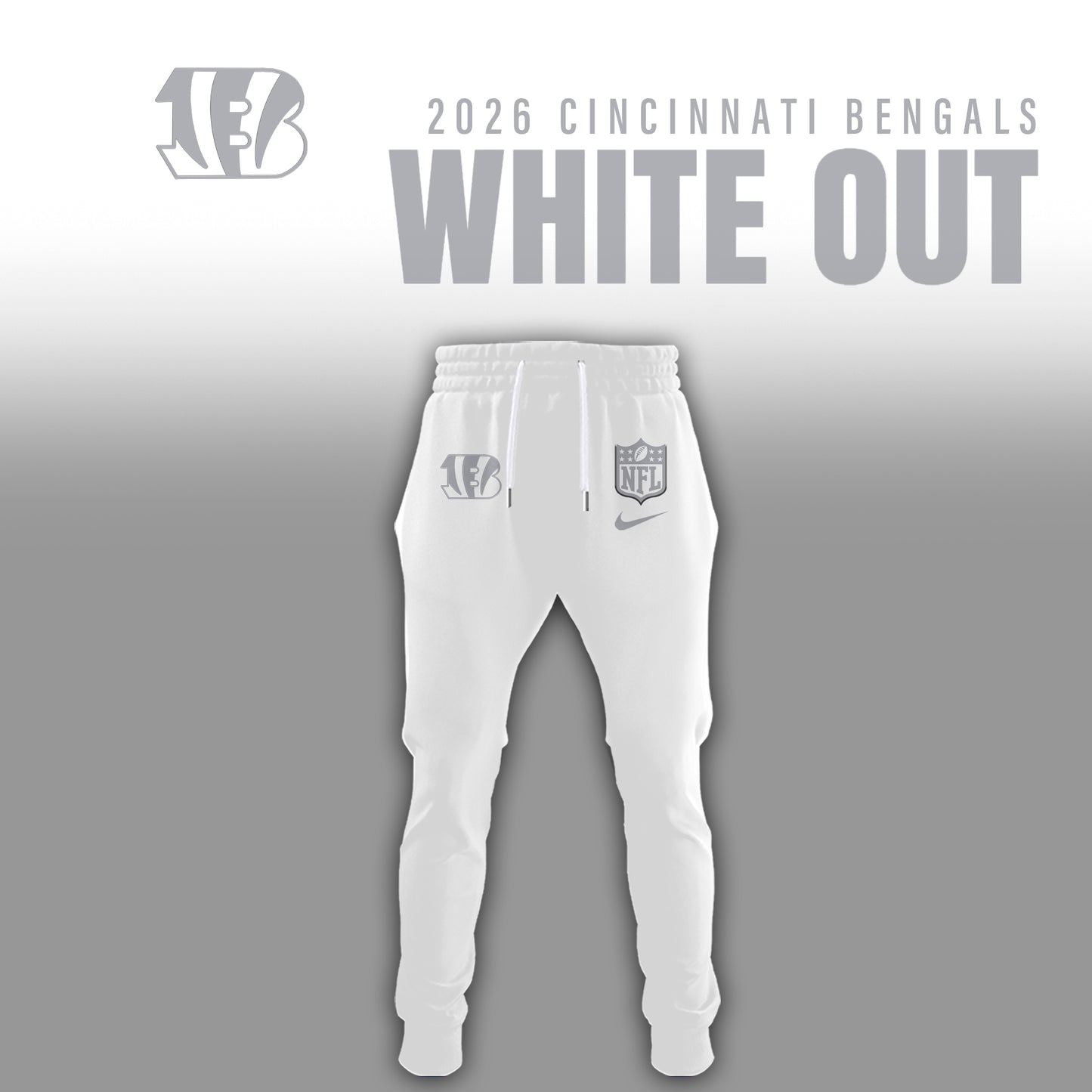 Cincinnati Bengals 2025 Winter White Out Combo TShirt