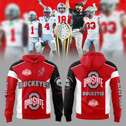 Ohio State Football College Football Playoff National Champions Smoke Red/Black Hoodie