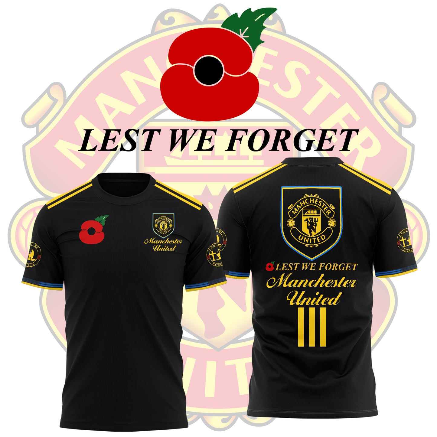 🌺 Manchester United FC 🌺 Lest We Forget 2025 Limited Edition Combo TShirt
