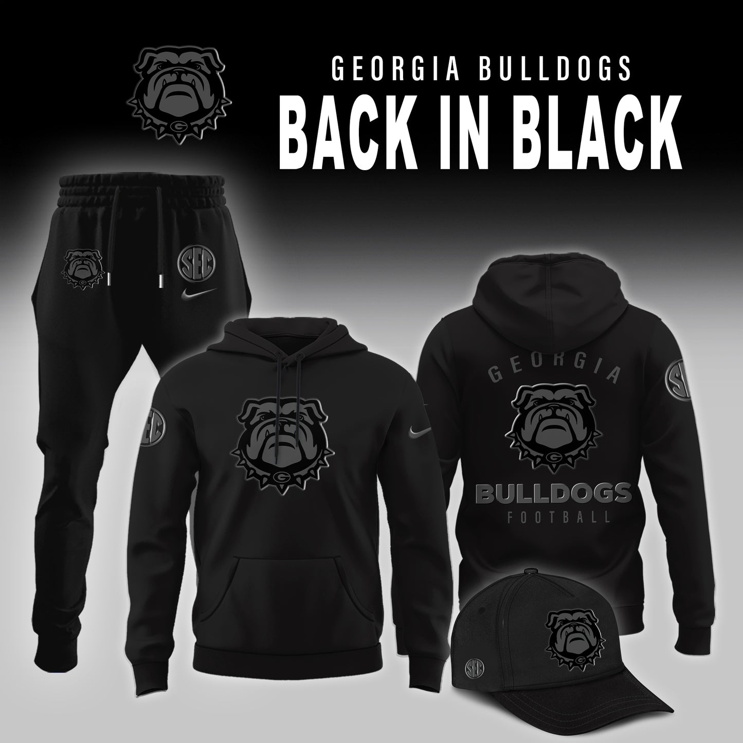 Georgia Bulldogs 2025 Back In Black Combo Hoodie
