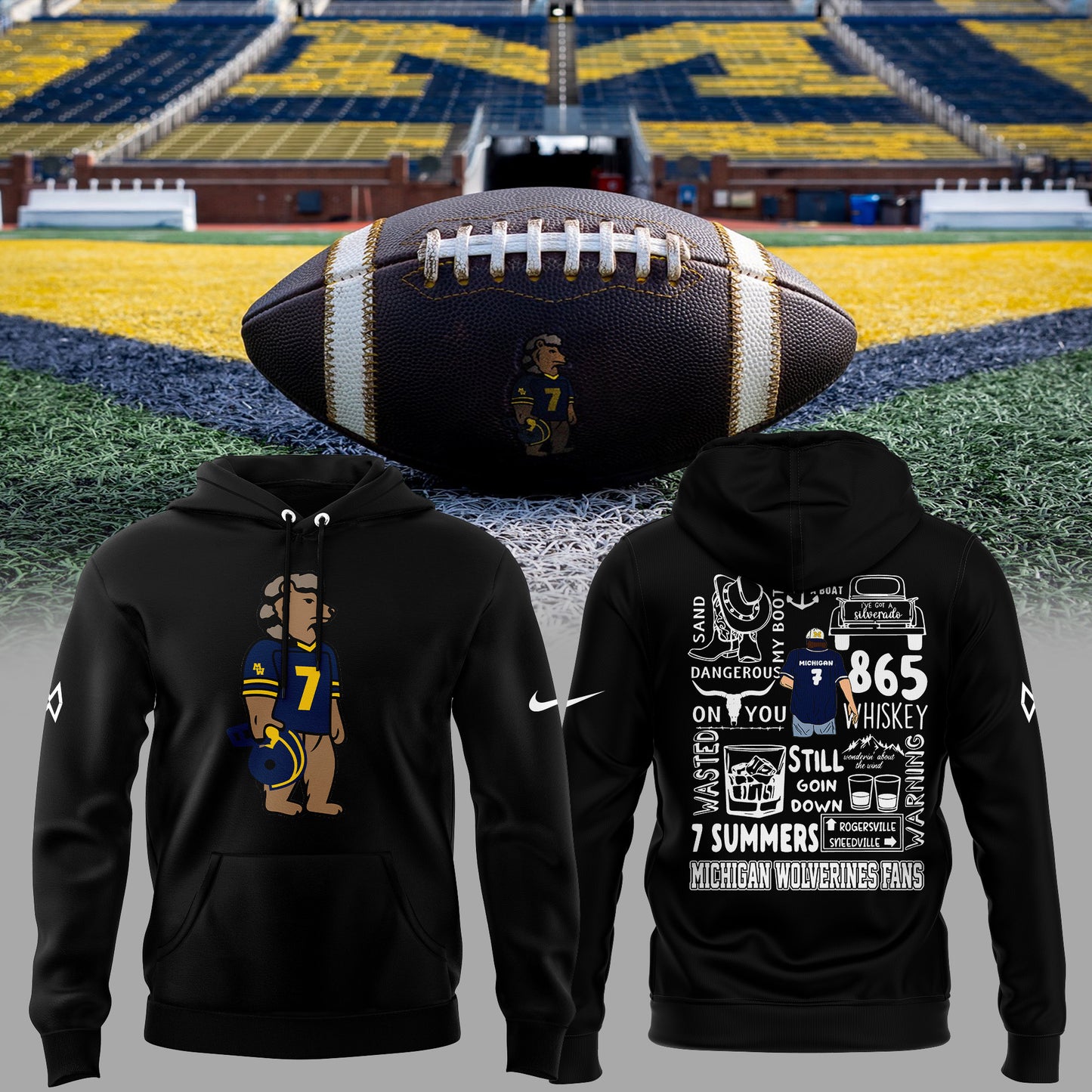 Limited Edition Michigan Wolverines Football x Morgan Wallen Hoodie 2025