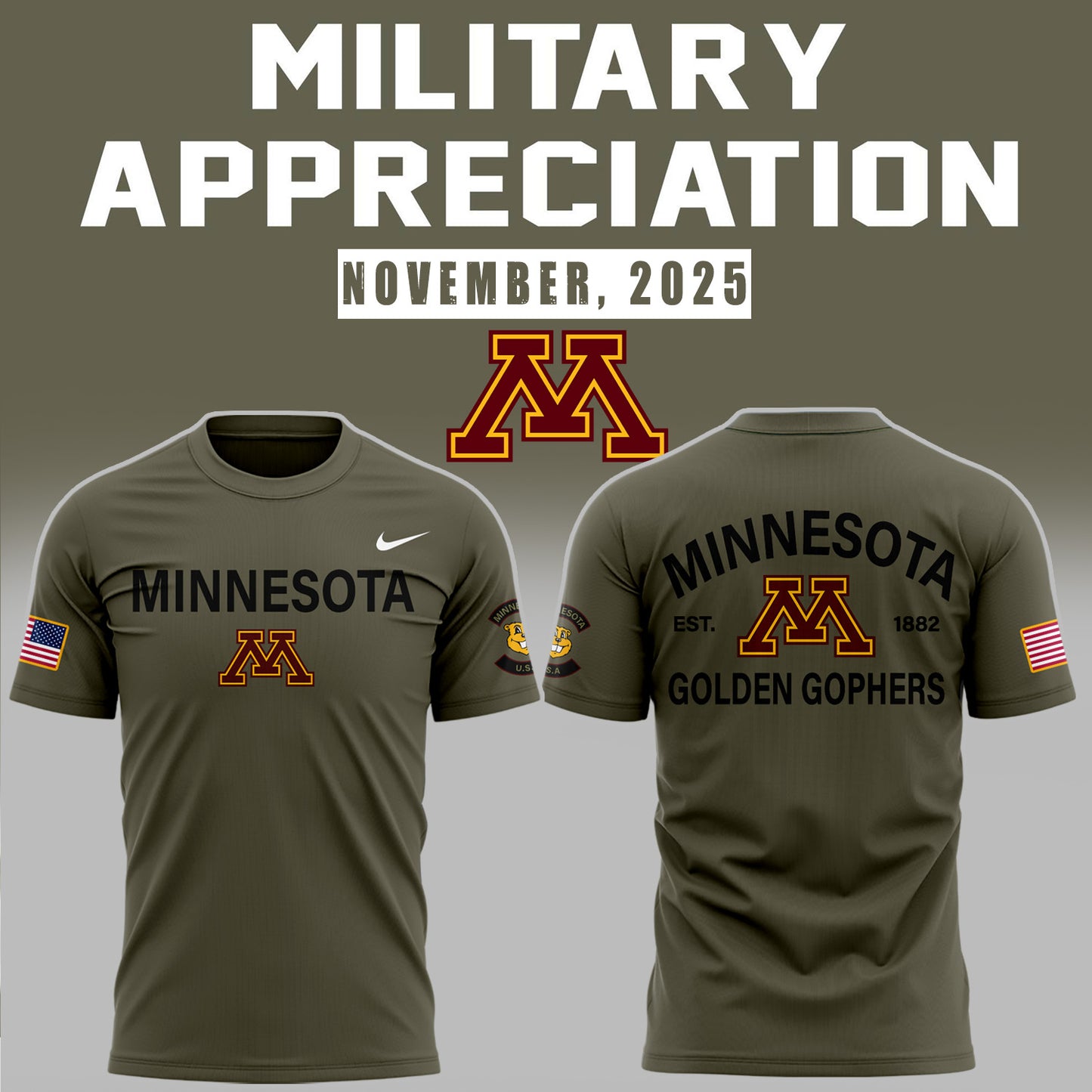 Limited Edition Minnesota Football Military Appreciation 2025 Tshirt