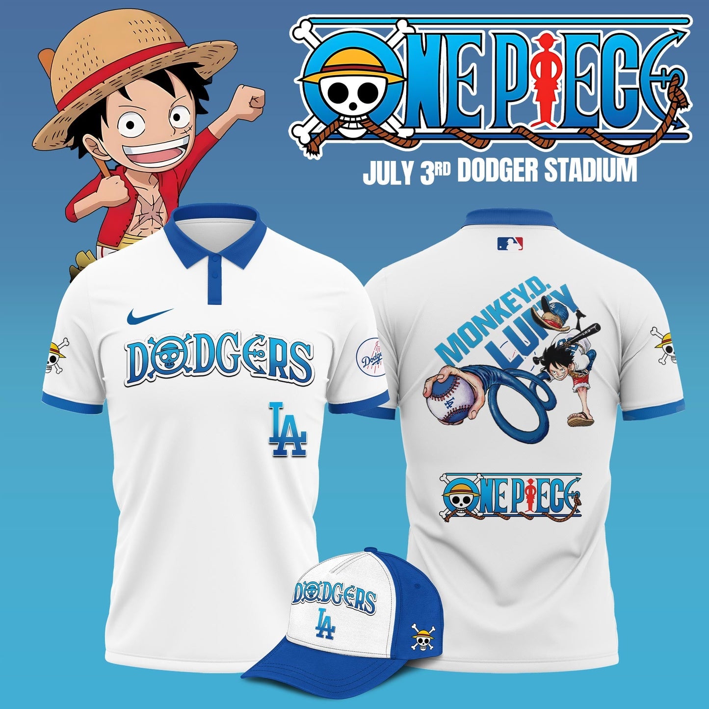 Los Angeles Dodgers x One Piece Night Game 2025 Limited Edition Polo