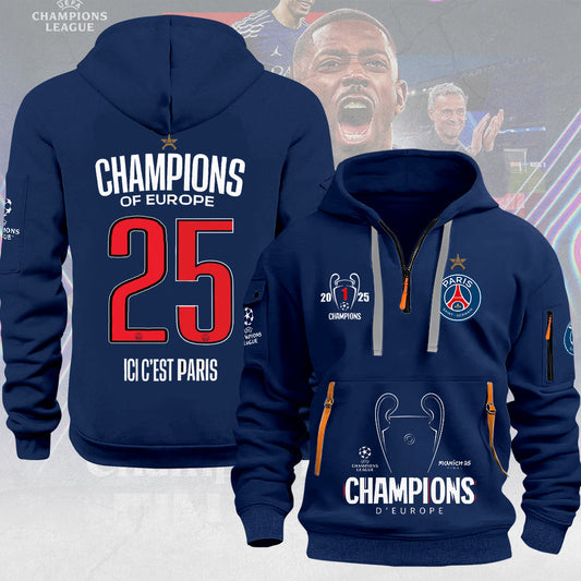 Paris Saint-Germain F.C Champions League Winner 2025 Half Zip Hoodie