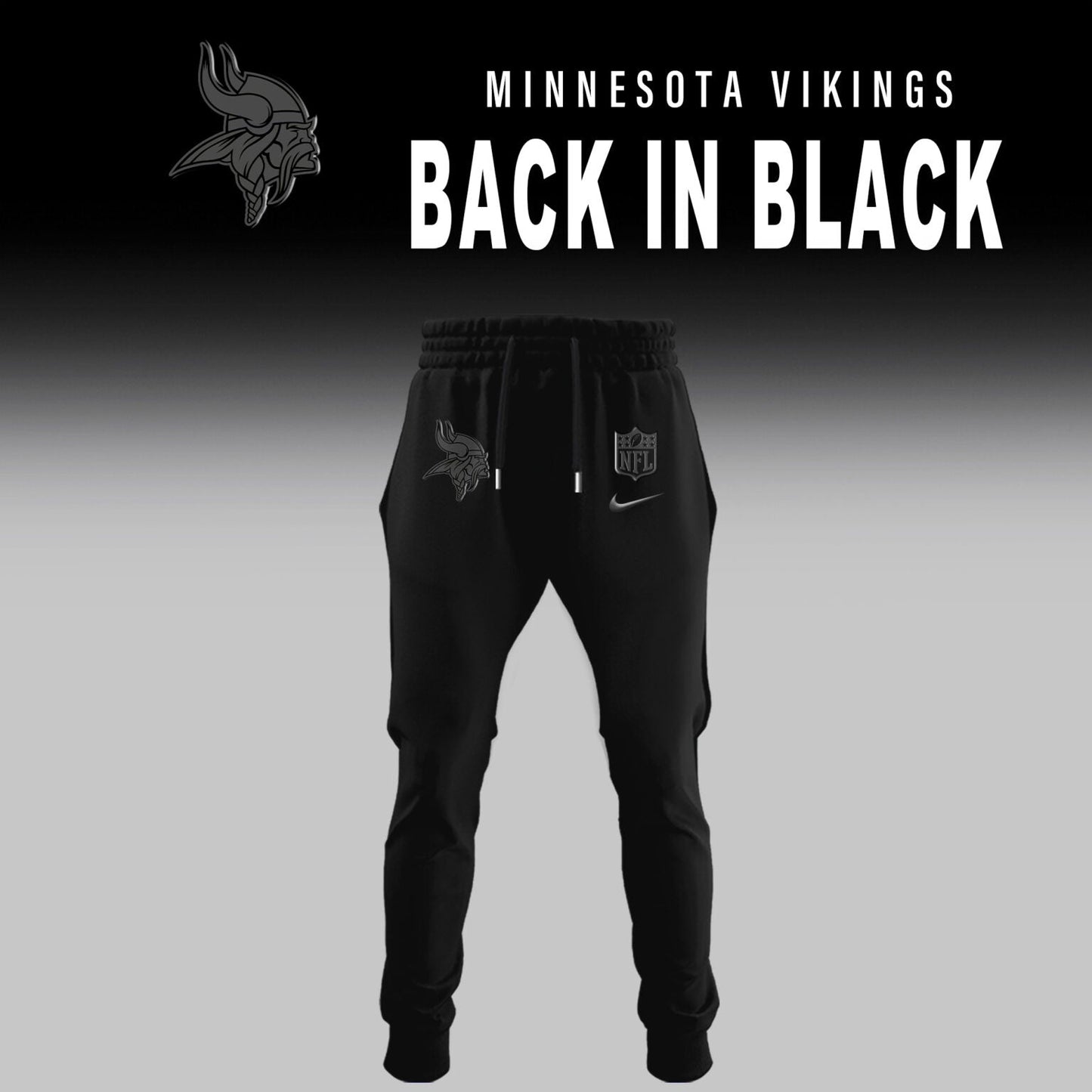 Minnesota Vikings Back In Black Half Zip Hoodie