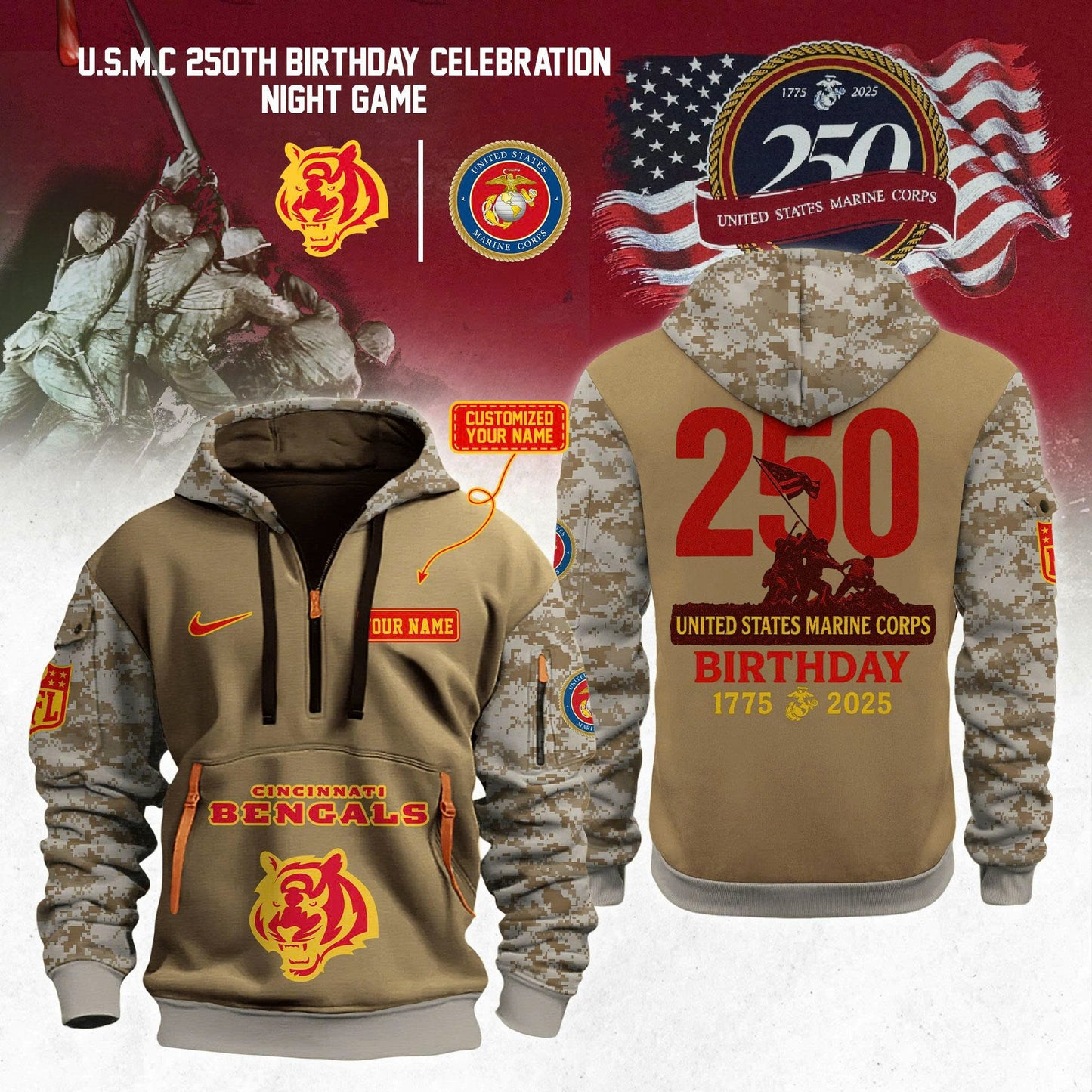 NFL x U.S.M.C 250th Anniversary Hoodie 2025 Limited