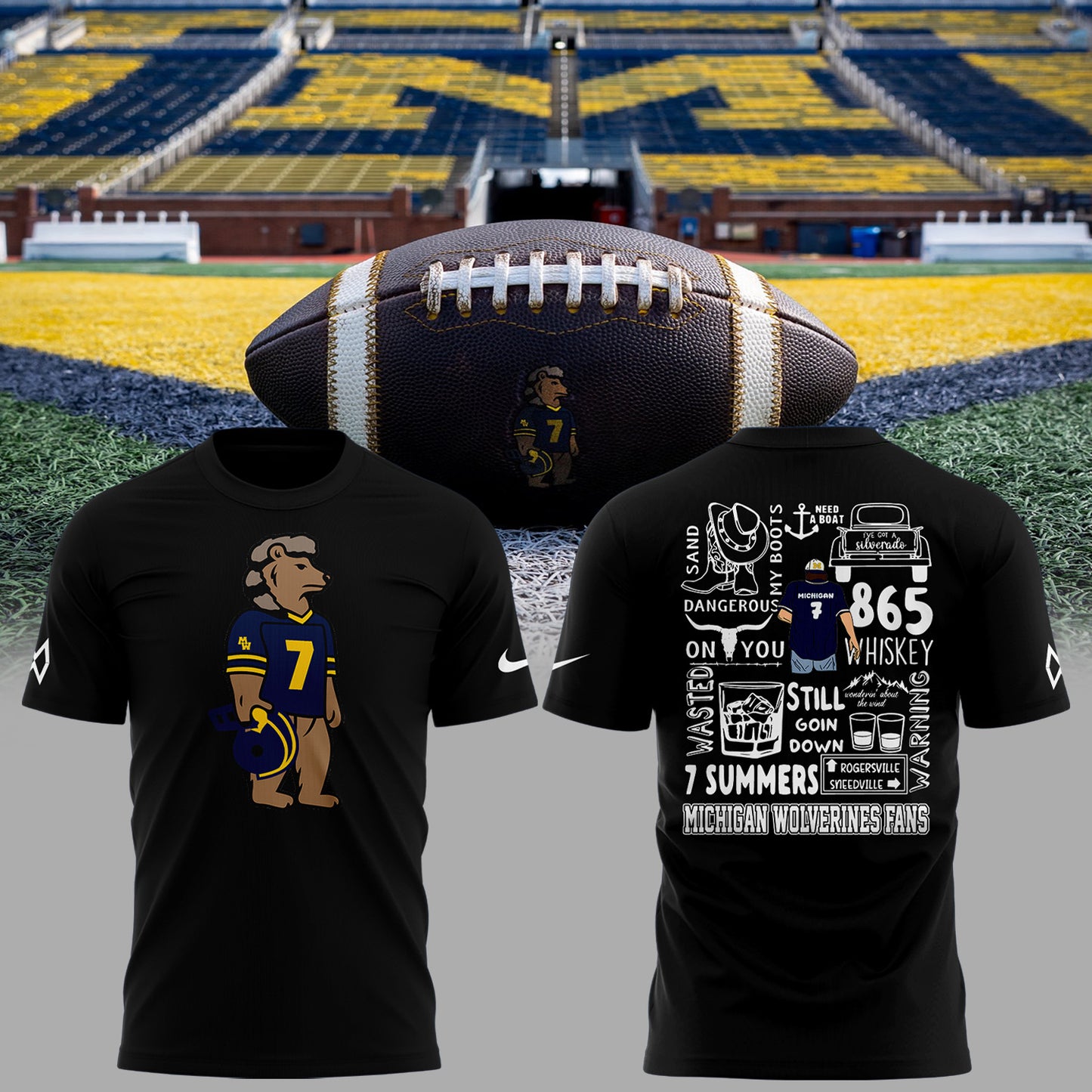 Limited Edition Michigan Wolverines Football x Morgan Wallen Tshirt