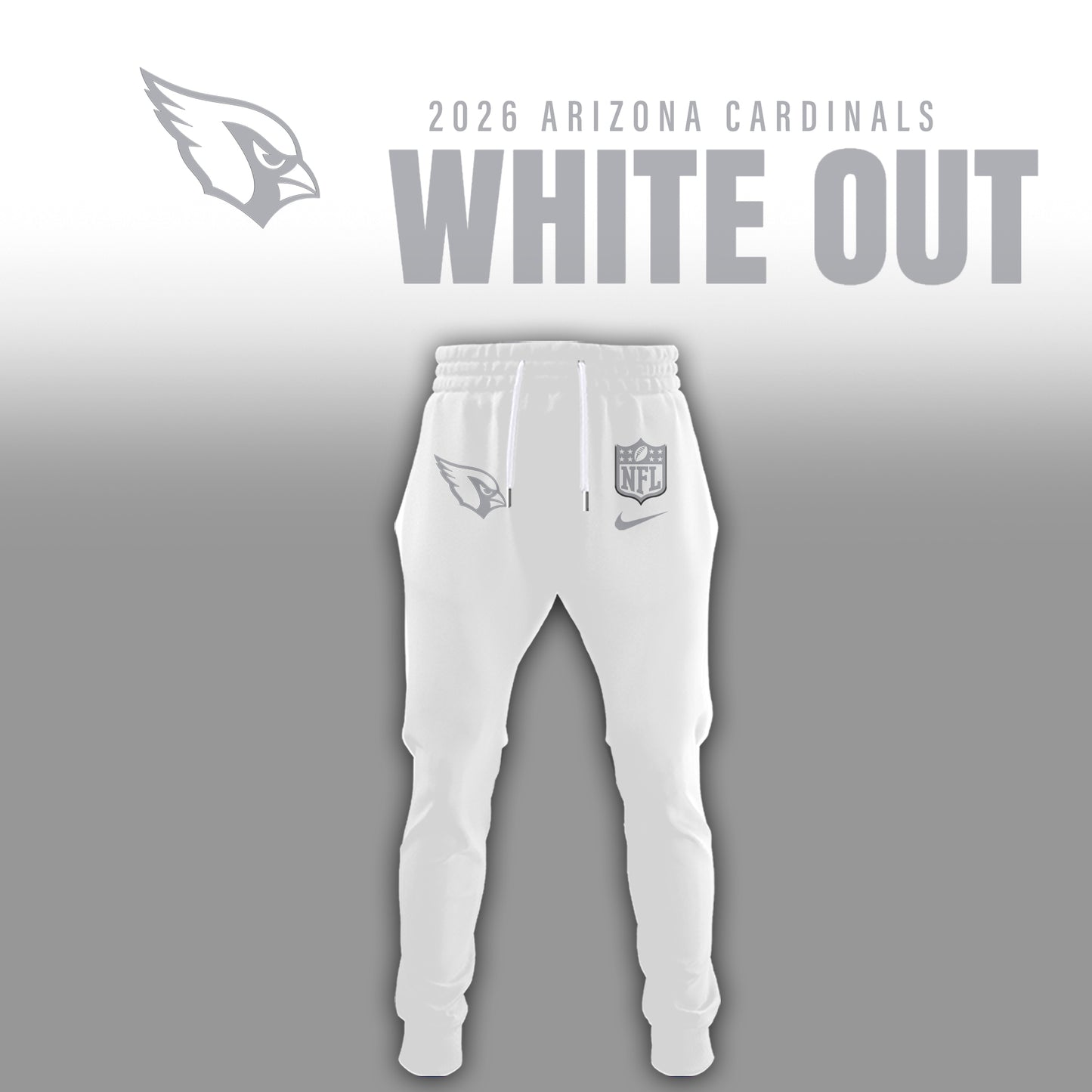 Arizona Cardinals 2025 Winter White Out Combo Hoodie