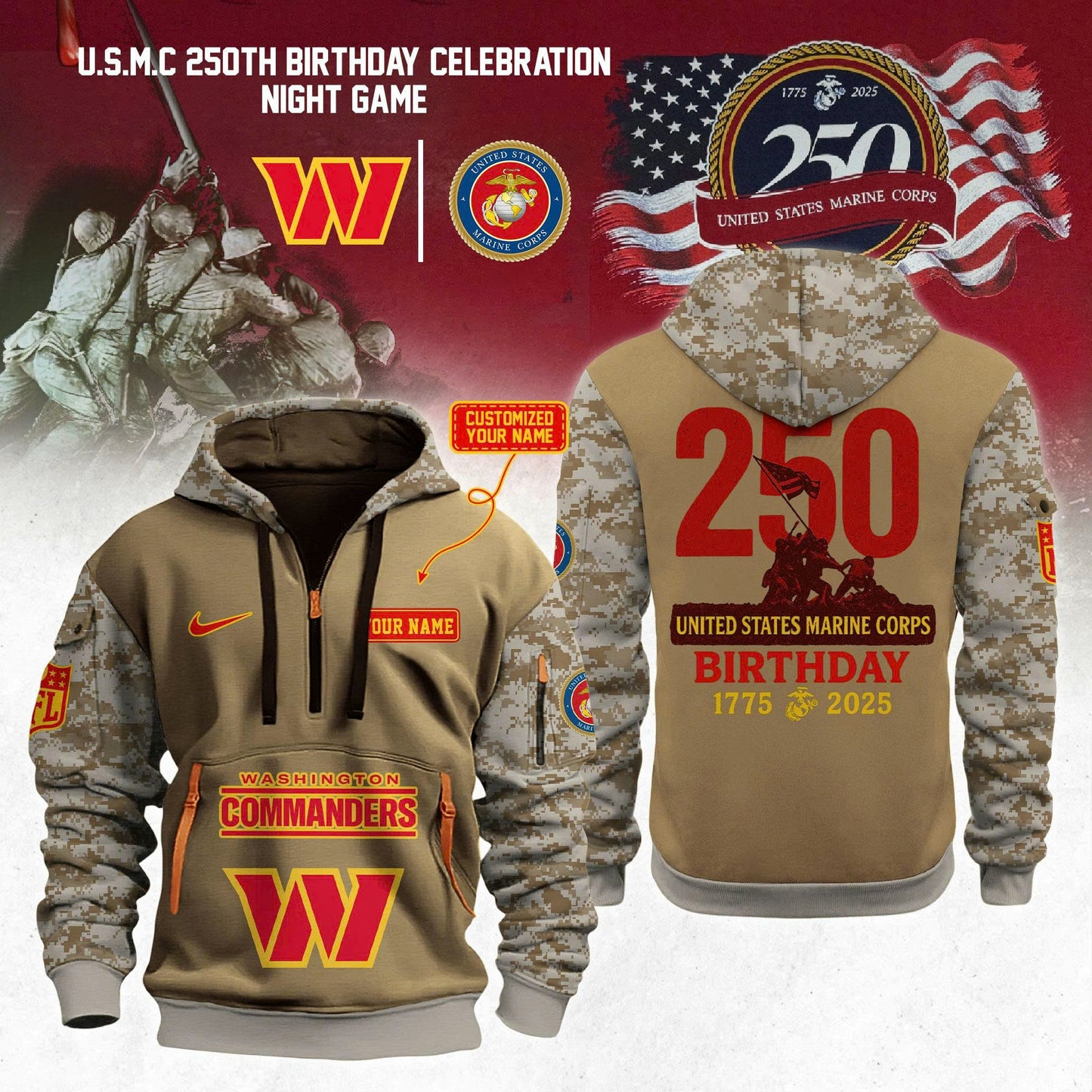 NFL x U.S.M.C 250th Anniversary Hoodie 2025 Limited