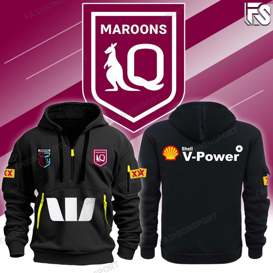 Queensland Maroons Polo & Cap Champion Half Zip Hoodie