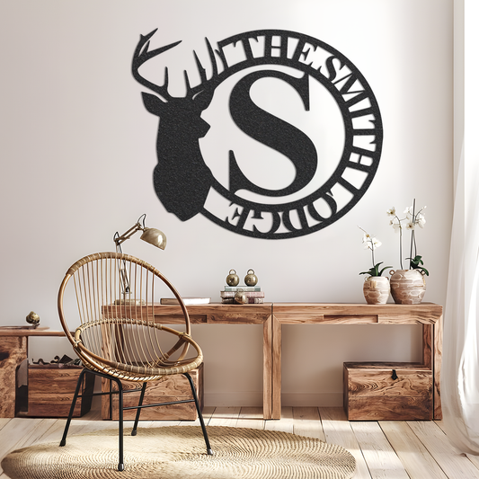 Metal Name Sign, Personalized Family Name Metal Sign, Custom Metal Sign, Deer Sign, Metal Family Name Sign, Monogram Wall Decor, Home Decor