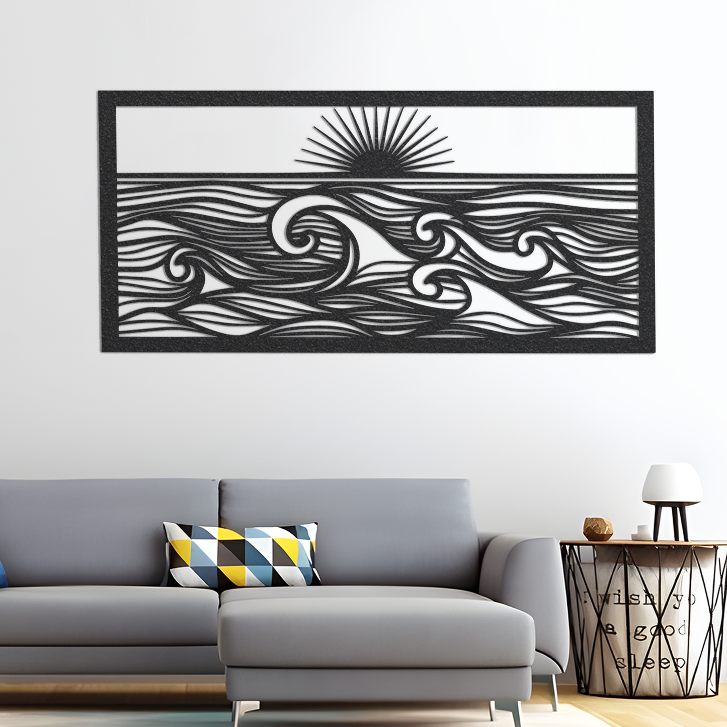 Metal Ocean Waves Sign, Sea Sunrise Wall Decor, Sunrise On The Sea Metal Sign, Sea View Wall Art, Wall Hanging Sea Metal Decor