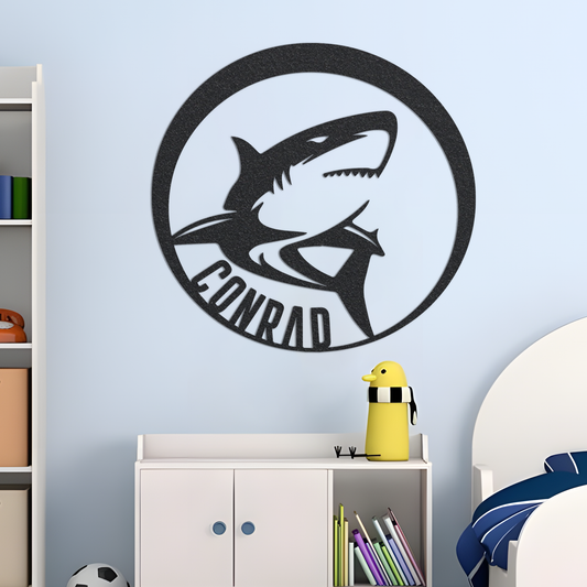 Metal Name Sign, Great White Shark Metal Sign, Metal Name Sign, Family Name Sign, Metal Family Sign, Door Hanger, Home Decor, Backyard Sign