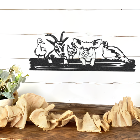 Metal Farm Animals Sign, Farm Animals Metal Sign, Metal Wall Art, Housewarming Gift, Home Decor, Backyard Sign, Outdoor Sign, Outdoor Decor