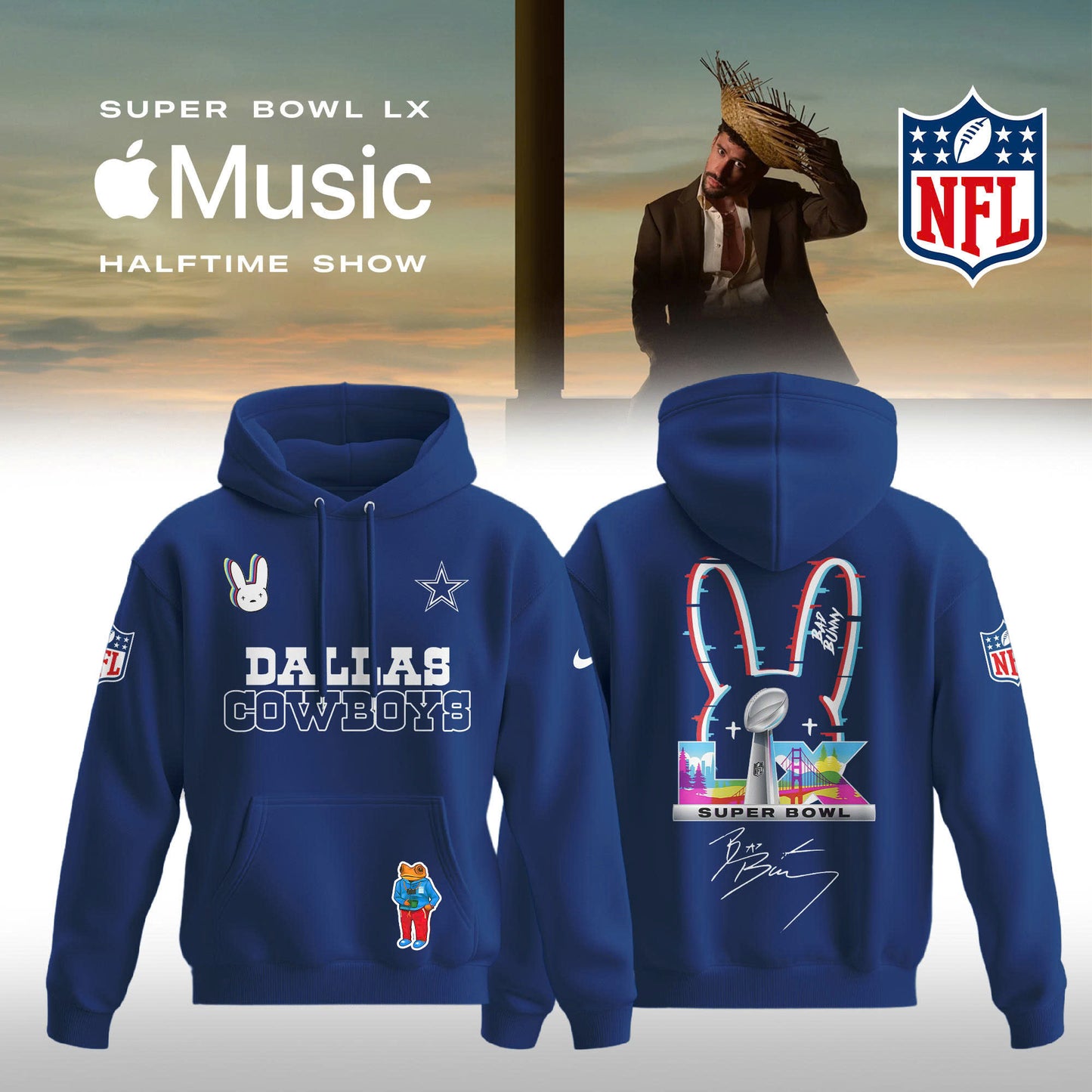 ALL TEAM NFL x Bad Bunny Super Bowl 2026 Combo Hoodie V2
