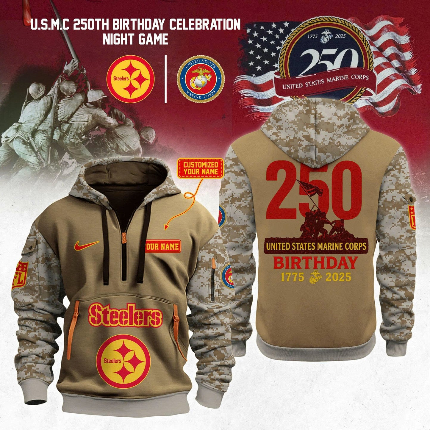NFL x U.S.M.C 250th Anniversary Hoodie 2025 Limited
