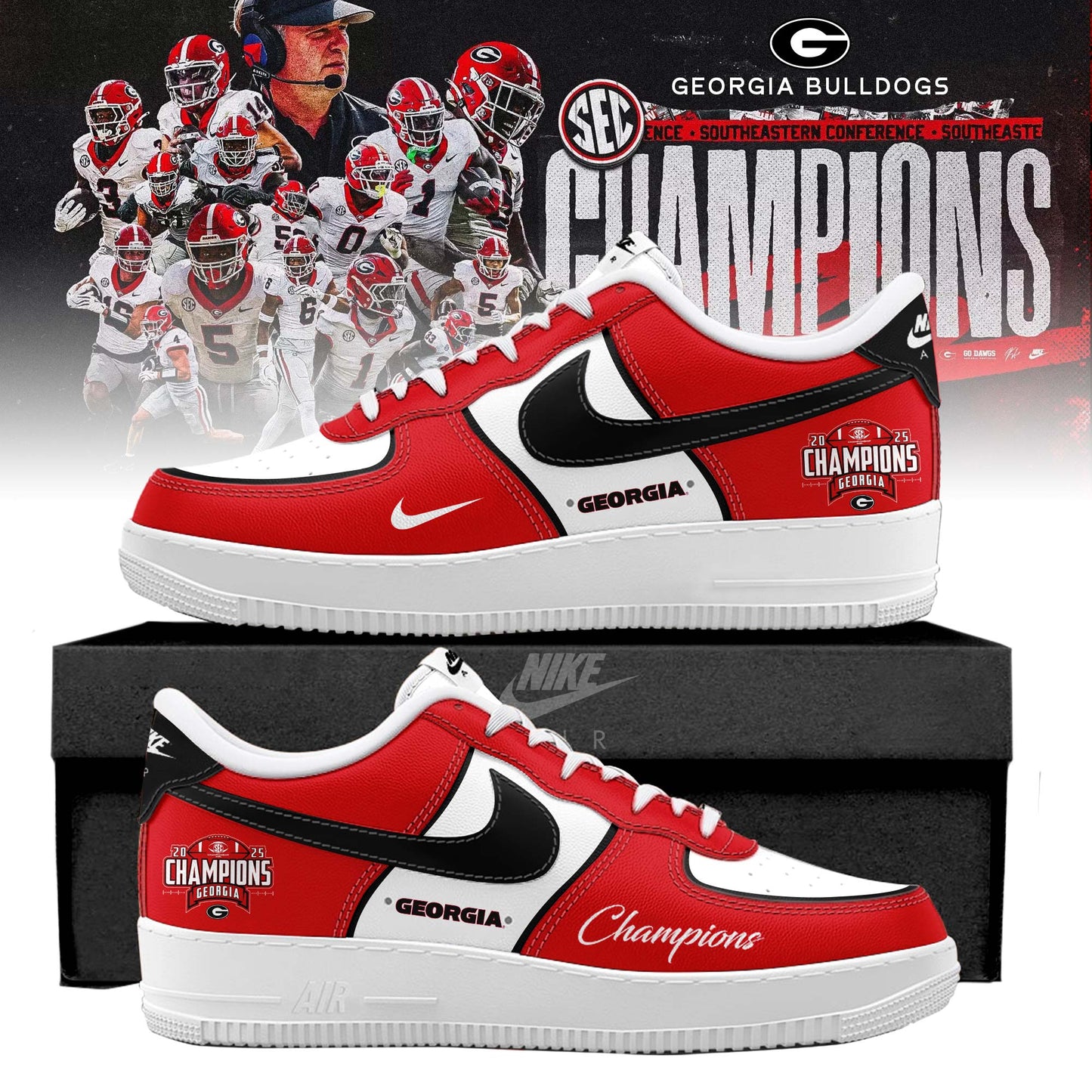 Georgia Bulldogs 2025 SEC Conference Champions AF1 Sneaker