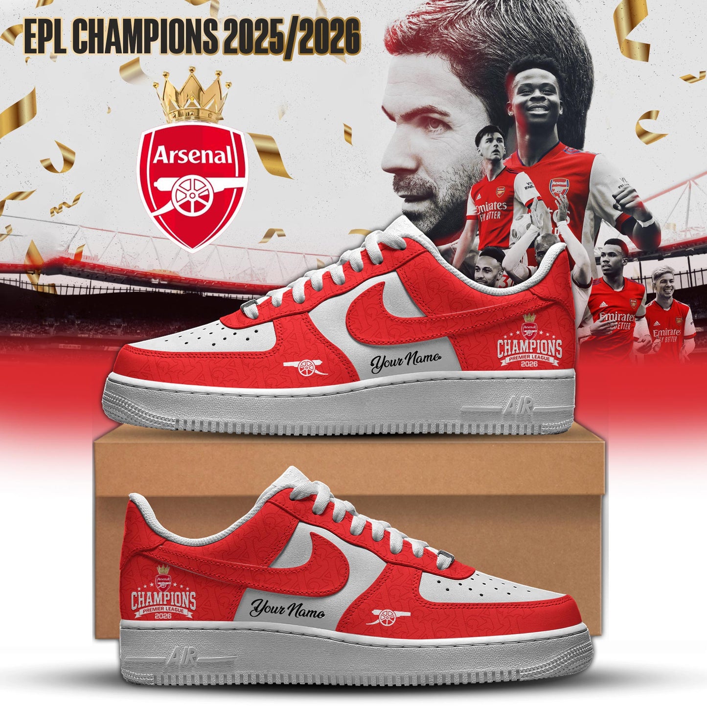 Arsenal F.C Premier League champions 25/26 AF1 Sneaker