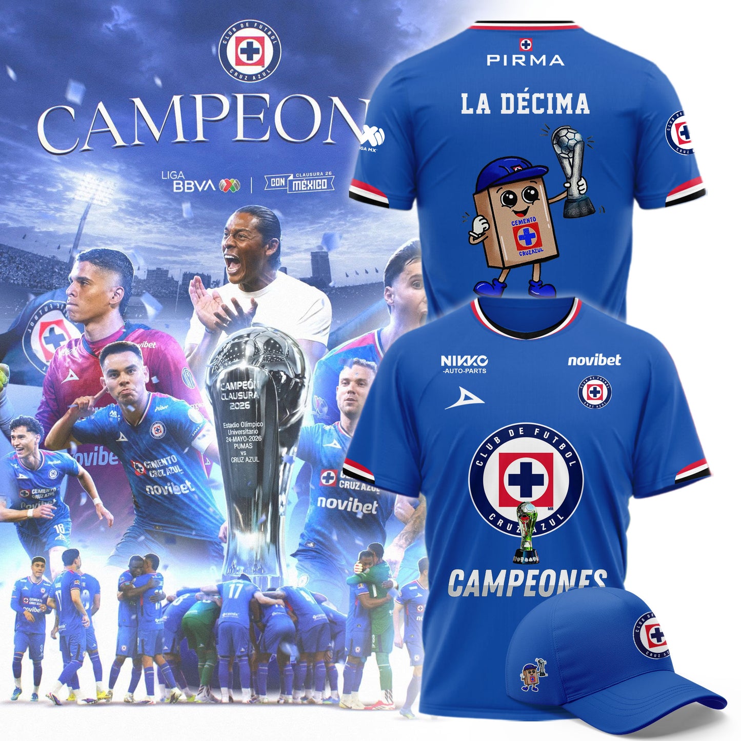 Cruz Azul Campeón del Clausura 2026 3D Apparel T-Shirt