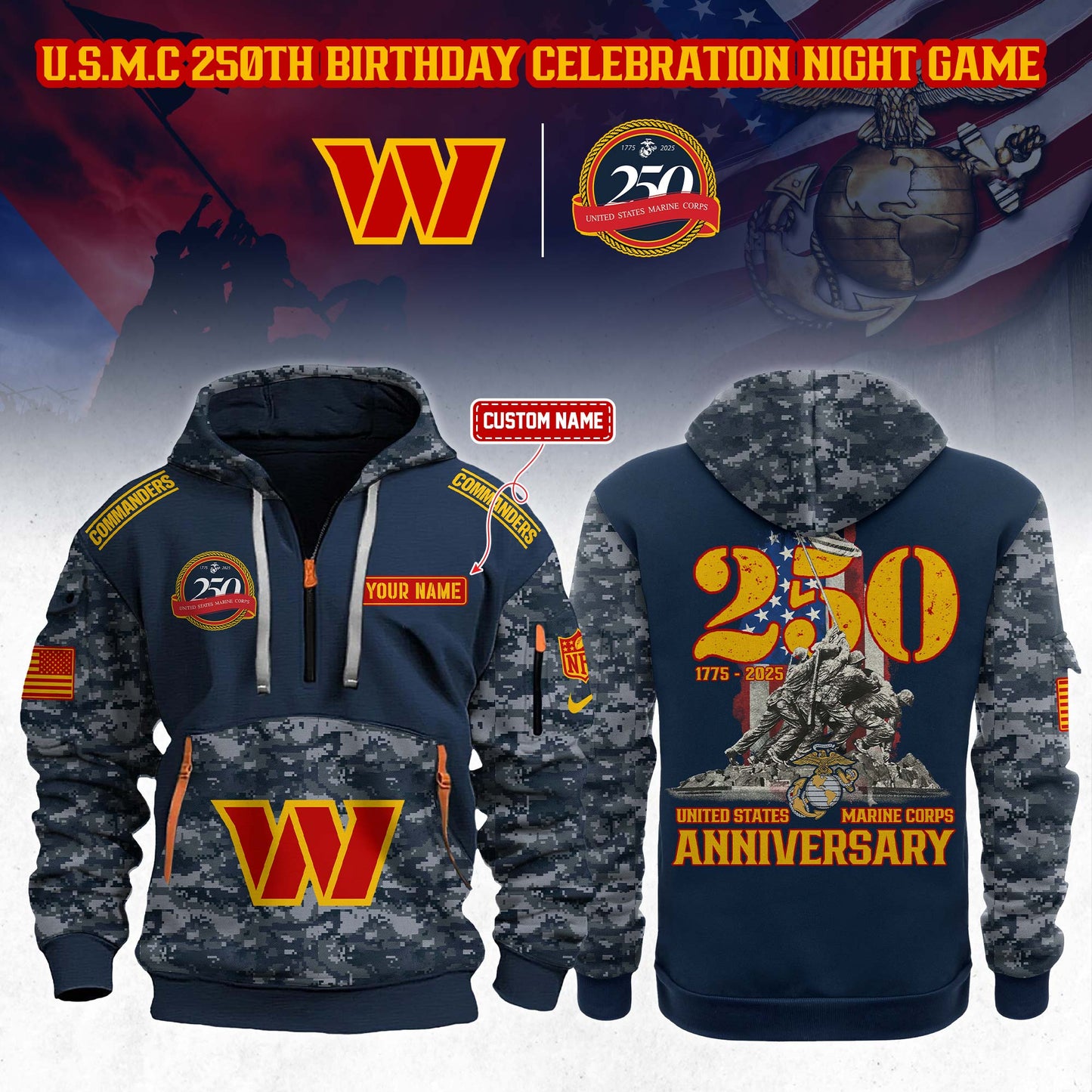 NFL x U.S.M.C 250th Anniversary Limited Editions 2025 Half Zip