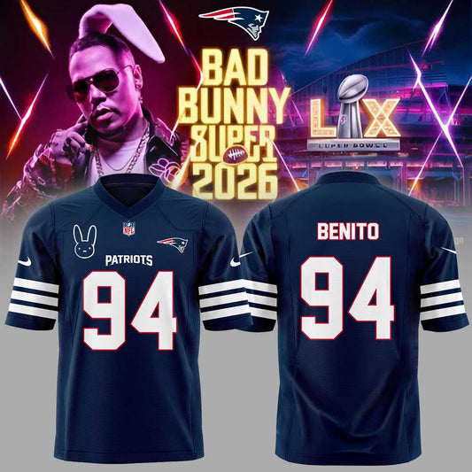 NE.Patriots x Bad Bunny Super Bowl 2026 Football Jersey