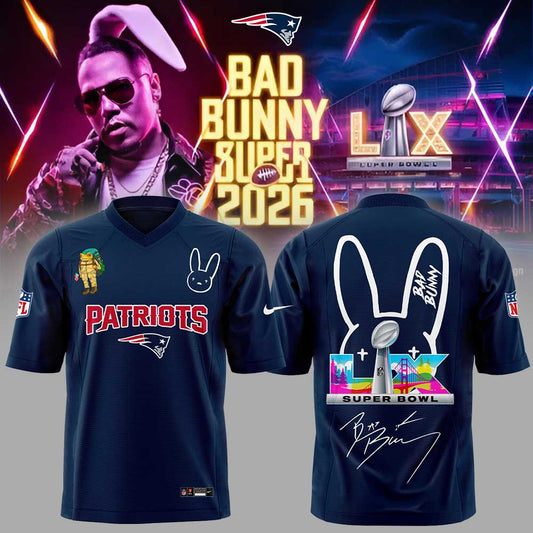 NE.Patriots x Bad Bunny Super Bowl 2026 Football Jersey V2