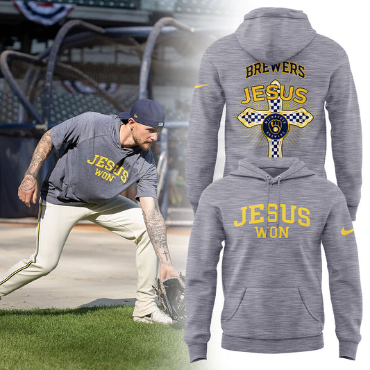 Milwaukee Brewers JESUS WON - Thank You Jesus Hoodie