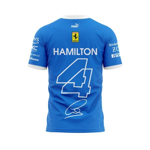 Scuderia Ferrari HP 2025 Monza Limited Edition Lewis Hamilton Signature Blue Shirt V3