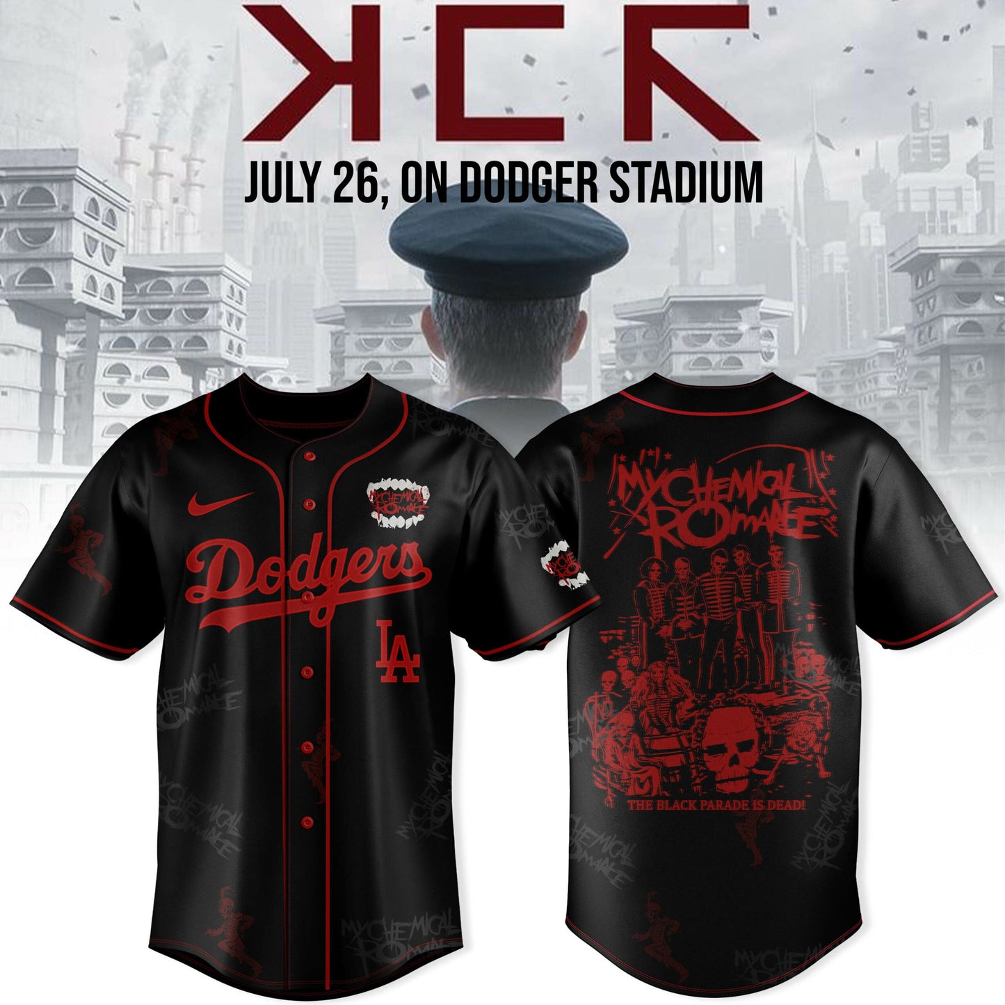 Los Angeles Dodgers x My Chemical Romance “Long Live The Black Parade” North American Stadium Tour Jersey