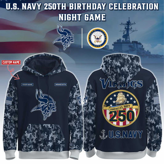 Minnesota Vikings Navy 250th Birthday Hoodie Limited Edions